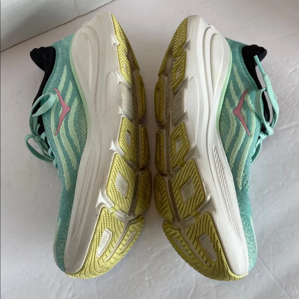 HOKA One One Bondi 9 Running Athletic Shoes Size 6.5 B Blue Spark Mint Fluorite - Picture 9 of 12